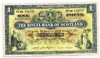 1963 Royal Bank Of Scotland One Pound Note - P324b