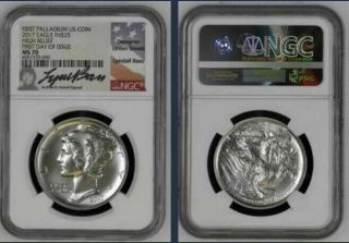 2017 Ms70 Fdoi $25 High Relief Palladium Eagle Ngc Signed Lyndall Bass Low Pop