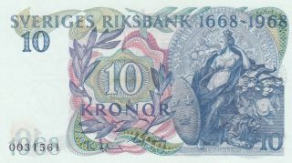 Sweden 10 Kronor Commemorative 1968 - Sveriges Riksbank.  Unc.  Low Serial