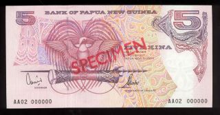 Banknote Papua Guinea 2002 5 Kina Specimen Aunc - Unc (64)