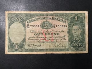 1942 Australia Paper Money - One Pound Banknote