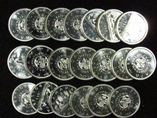 Mixed Date Canadian Silver Dollars Bu/pl 20 Coin Full Roll 80 Silver