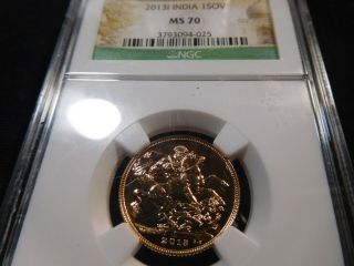 P21 India 2013 - I Gold Sovereign Ngc Ms - 70