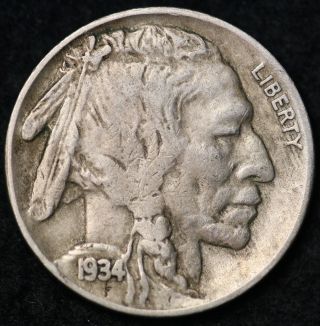 Au Full Horn 1934 Buffalo Nickel