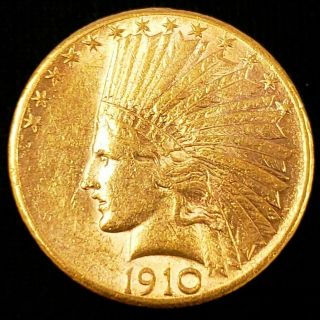 1910 S Us Indian Head Gold Eagle $10 Ten Dollar Collector Coin 0ihg102