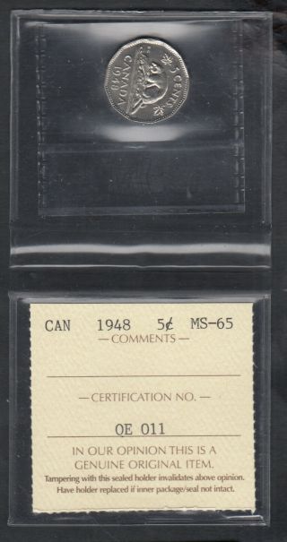 1948 Canada Nickel 5 Cents