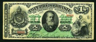 Brazil.  Imperio Do Brasil 1869 - 83 Issued 1 Mil Reis,  Circulated