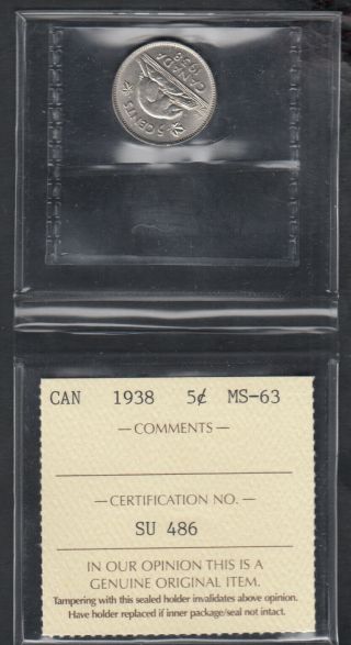 1938 Canada Nickel 5 Cents