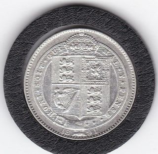 Sharp 1891 Queen Victoria Sterling Silver Shilling British Coin