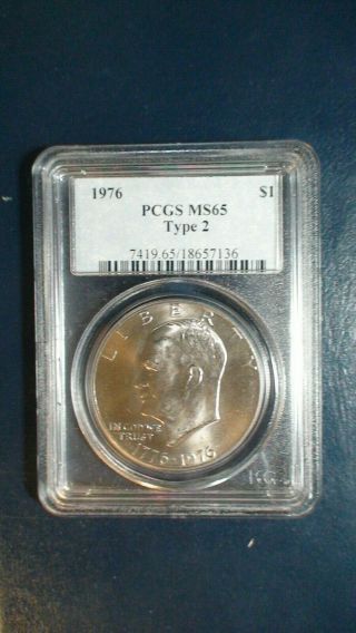 1976 P Type 2 Eisenhower Dollar Pcgs Ms65 Gem Unc Ike $1 Coin Start At 99 Cents