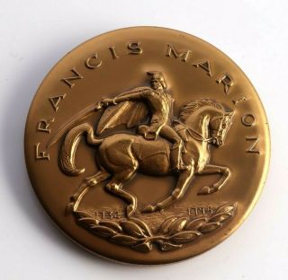 1980 Medallic Art Co Bronze 3 " Medal Medallion - The Swamp Fox - South Carolina