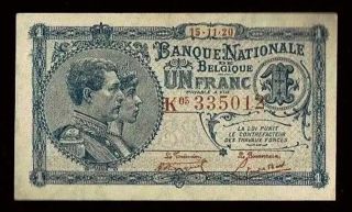 Belgium | 1 Franc | 1920 | Unc With Slight Counting Fold | P92