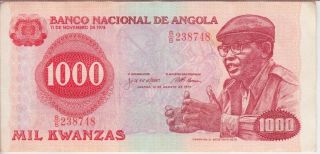 Angola Banknote P117 1000 1.  000 1,  000 Kwanzas 1979,  Vf
