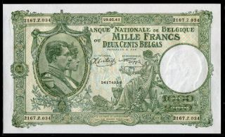 Belgium 1939 - 1944 (1943),  1000 Francs - 200 Belgas,  P110,  Unc