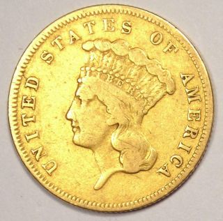 1855 Indian Three Dollar Gold Coin ($3) - Vf / Xf Details (ef) - Rare Coin