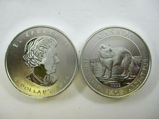45 Canada Arctic Fox $8 Dollar Coins 1.  5 oz 9999 Fine Silver 2014 3