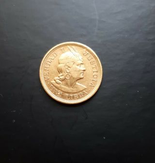 Gold Peru 7.  9881 Grams 1 Una Libra Coin 1906