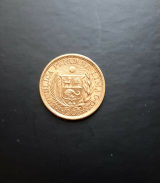 GOLD PERU 7.  9881 GRAMS 1 UNA LIBRA COIN 1906 2