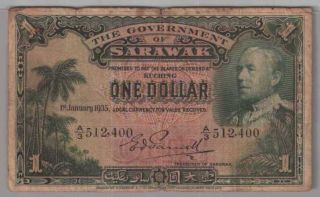 561 - 0030 Sarawak | Government,  1 Dollar,  1935,  Pick 20,  F - Vf