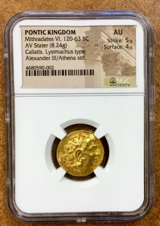 Pontiac Kingdom Gold Av Stater Callatis Mithradates Vi 120 - 63 Bc.  Ngc Au