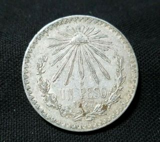 1927 Mexico Un Peso Silver Coin " We Combine "