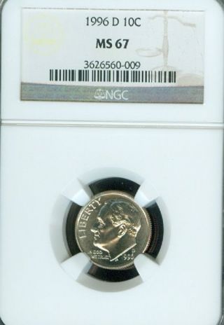 1996 - D Roosevelt Dime Grade Ms67 By Ngc.