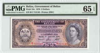 Belize 1976 P - 34c Pmg Gem Unc 65 Epq 2 Dollars