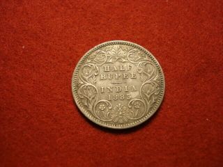 India 1/2 Rupee 1883 Vf