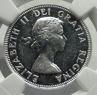 1953 CANADA United Kingdom Queen Elizabeth II CARIBOU Silver 25C NGC Coin i77257 2