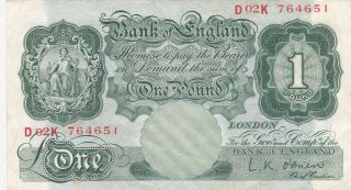 1 Pound Very Fine Banknote From England 1955 - 60 Pick - 363c Sign:o 