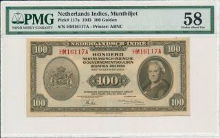 Muntbiljet Netherlands Indies 100 Gulden 1943 Pmg 58