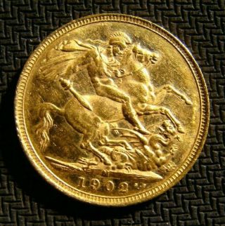 1902 Gold Sovereign British Coin King Edward Vii - 8 Grams Gold