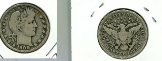 1900 P Barber Silver Quarter Type Coin Vg Fine 5671m