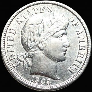 1903 - S Barber Dime Appears Uncirculated High End Shiny San Francisco Silver Nr