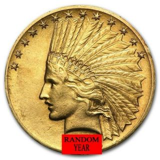$10 Indian Head Eagle Gold Coin Avg Or Better - Random Year