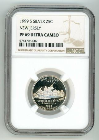 1999 S Silver Quarter 25c Jersey Ngc Pf 69 Ultra Cameo 5761706 - 007