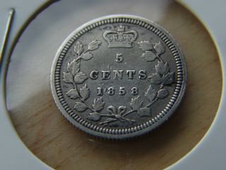 1858 Canada 5 Cent Small Date Victoria Detail