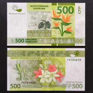 2014 French Pacific Territories 500 Francs P - 5 Unc Wallis Island Kava Leaves