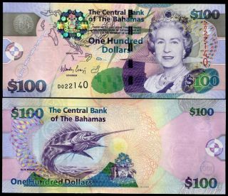 Bahamas 100 Dollars 2009 P 76 D Prefix Unc Nr