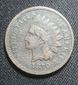 1870 Indian Head Cent Penny Key Date.
