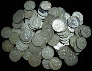 $50 Face Value 90 Silver Franklin Half Dollars 100 Coins 5 Rolls
