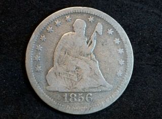 1856 Seated Liberty Silver Quarter Dollar Type 1 No Motto Above Eagle Or Arrows