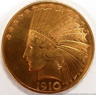 1910 Indian Head Eagle Us American $10 Ten Dollar Gold Coin