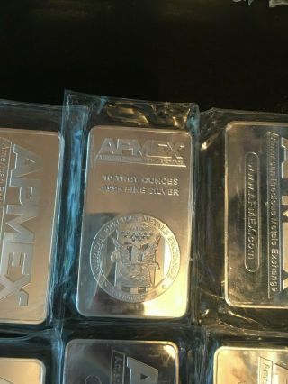 10 oz Apmex Silver Bars - (100 oz Total).  999 fine 7