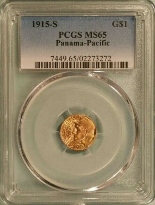 1915 - S Panama - Pacific $1 Gold Commemorative Pcgs Ms - 65 Pan - Pac Dollar