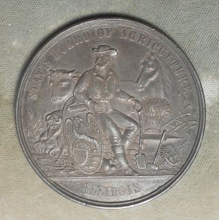 Illinois State Board Of Agriculture Award Medal Silver 1872 Gentleman 