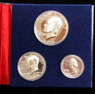 1776 - 1976 Us Bicentennial Silver 3 - Coin Proof Set