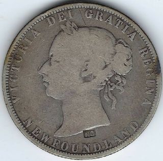 Newfoundland " No " (nils Ohman) On 1874 Fifty Cents Countermark Brunk Inv 21