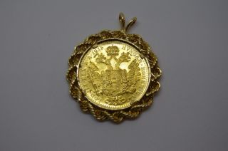 1 Ducat A.  A 1915 Austria Franz Joseph I Coin In 14k Gold Bezel