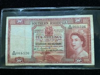 1953 Southern Rhodesia 10 Shillings - Fine